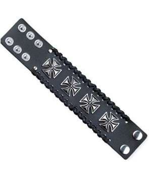 Muñequera Cuero Iron Cross Botón