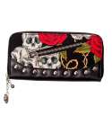 Cartera Alargada Skulls And Roses