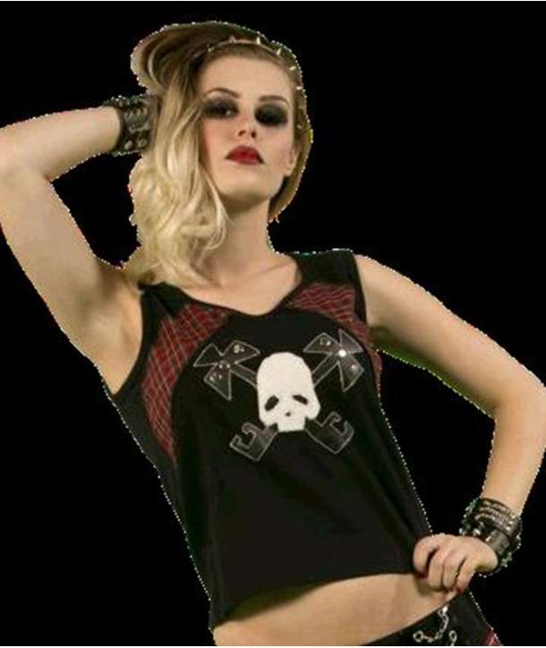 Camiseta para chica Calavera Escocesa Tirantes Camiseta para chica Calavera Escocesa Tirantes