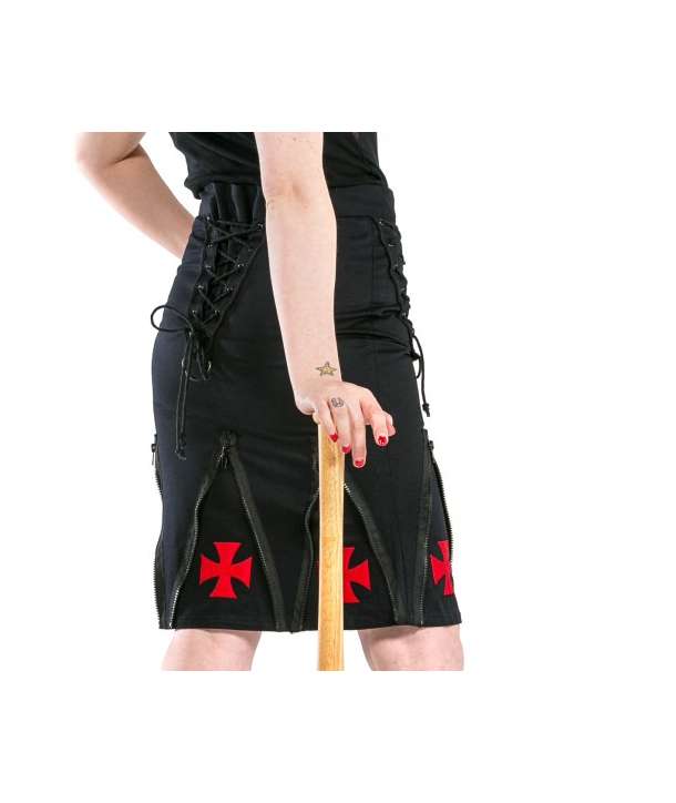 Falda de Tubo Iron Cross Cremalleras Cuerdas