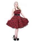 Vestido Corto Cuadros Lazos Estrellas Rojo