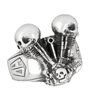 Anillo Motor Calaveras  Plata