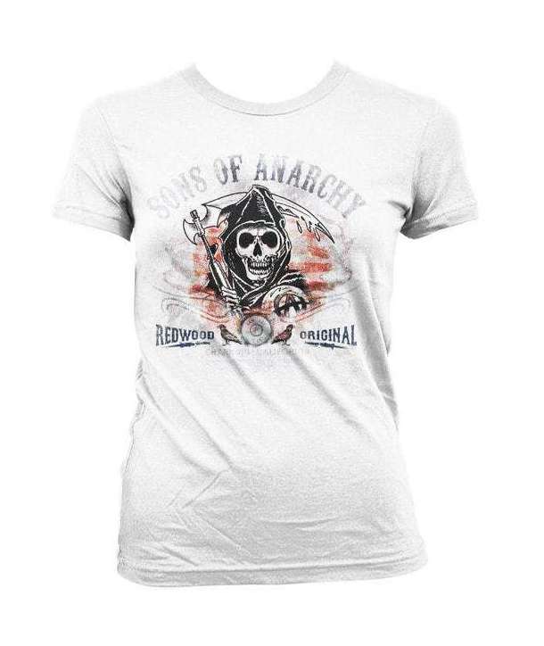 Camiseta para chica SONS OF ANARCHY - Flag Distressed Blanca