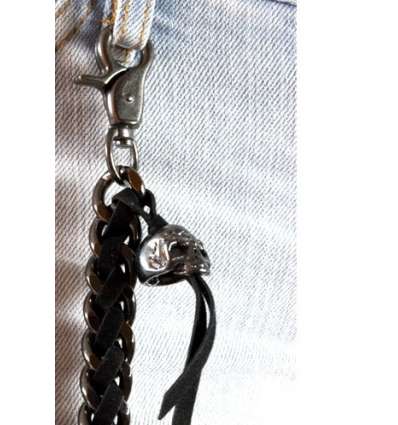 Cadena para Cartera / Llaves Negra con Calavera