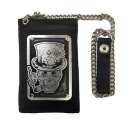 Cartera Cuero Calavera Sombrero con cadena