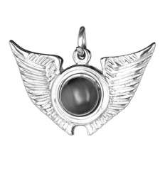 Colgante Piedra con Alas Acero